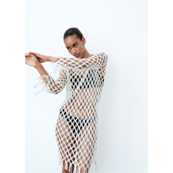 ZARA MACRAME KNIT DRESS LIMITED EDITION - Picture 2 of 9